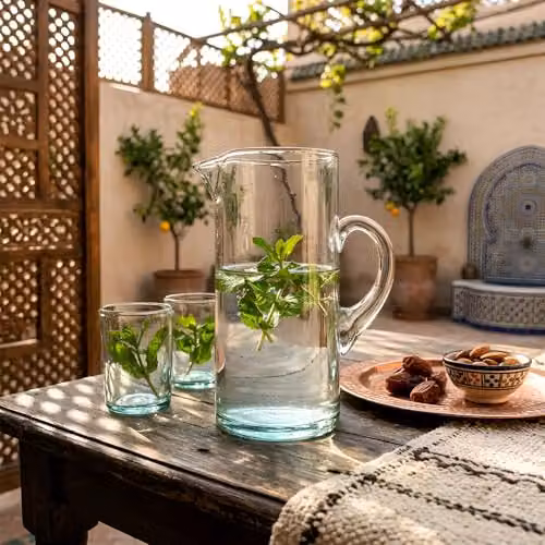 Nicola Spring Jebel Recycled Glass Jug, 1 l, Transparent – 2