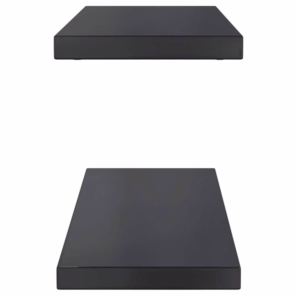 Berkfield Home Set of 2 Black Stainless Steel Wall Mounted Shelves, W: 75 cm, D: 23.5 cm, H: 3 cm – 3