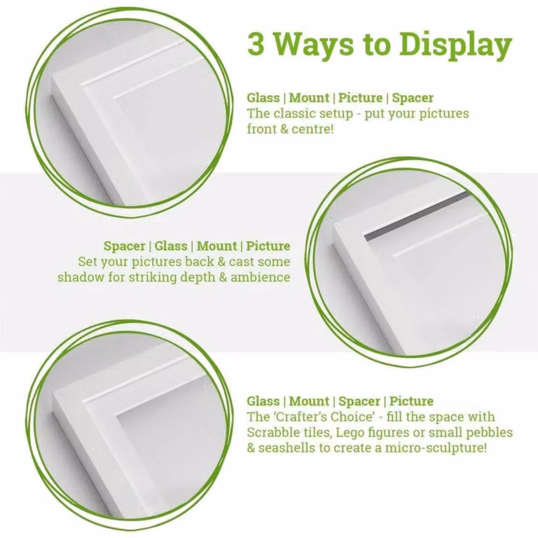 Havendro 2 Pack White 3D Deep Box Square Photo Frames with 8x8 inch Mounts