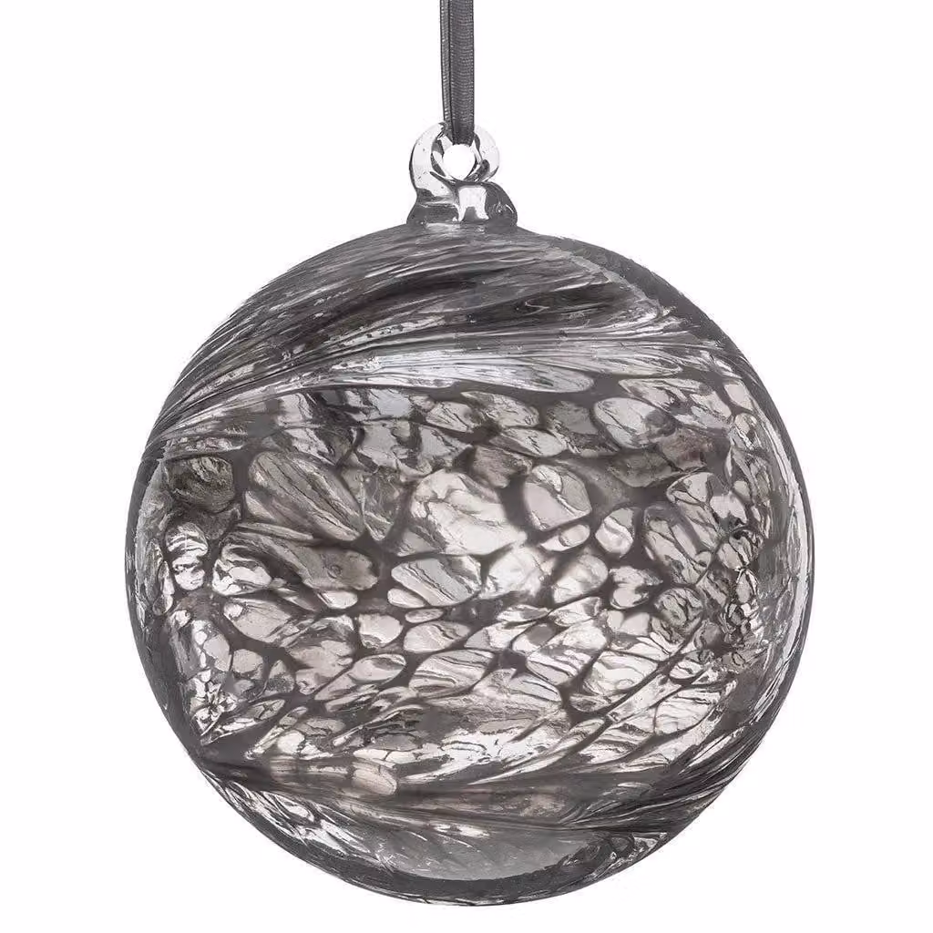 Sienna Glass Silver Christening Friendship Ball Bauble, Diameter: 10 cm – 2