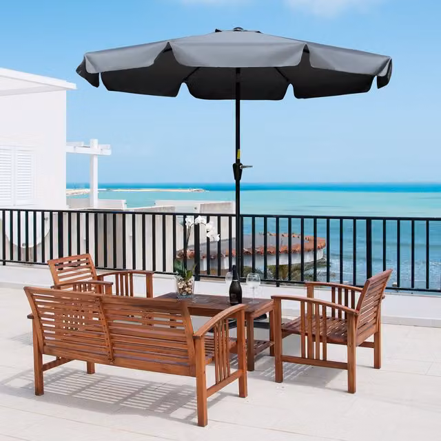 Outsunny 2.7m Grey Patio Umbrella Garden Parasol