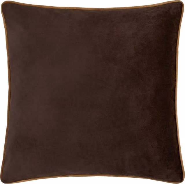 Make It A Home Meridian Velvet Piped Square Cushion in Brown, W: 55 cm