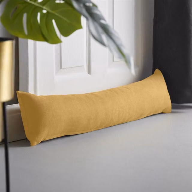 Livinluxury Velvet Chenille Draught Excluder in Yellow