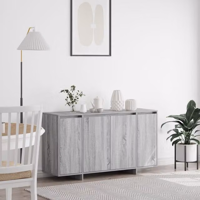 Berkfield Home Grey Sonoma Sideboard in Engineered Wood, W: 135 cm, D: 41 cm, H: 75 cm