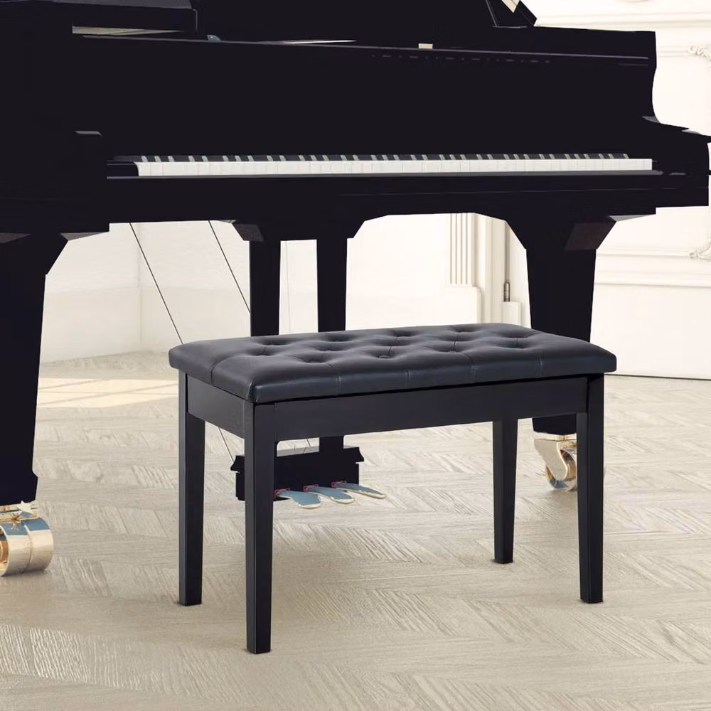 FORGEVIO Classic Digital Keyboard Piano Bench with Black Padded Synthetic Leather Seat, W/D/H: 76 x 36 x 50 cm – 4