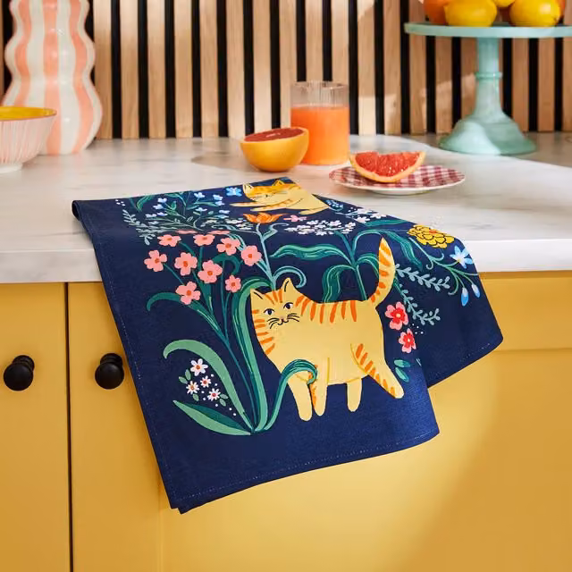 Ulster Weavers Floral Cotton Tea Towel in Blue, W: 48 cm, H: 74 cm