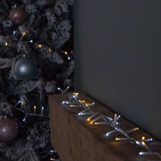 Samuel ALEXANDER TreeBrights Christmas String Lights with Timer, 1500 LED, White and Warm White on Clear Cable, 37.5m