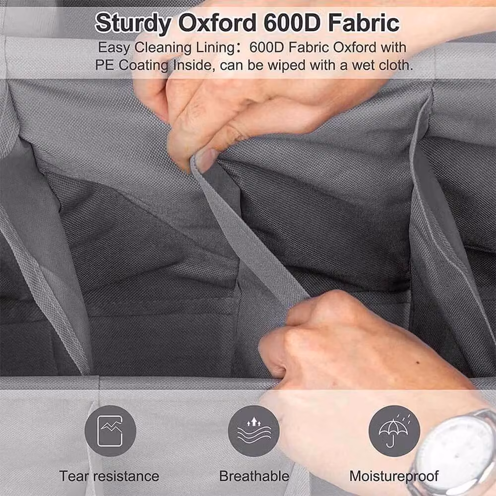 EONLION 11 Pocket Large Shoe Rack Storage Bag, Grey, W: 50 cm, D: 50 cm – 4