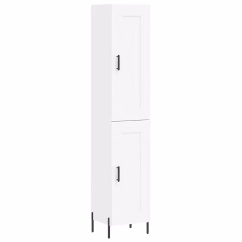 vidaXL Modern White Engineered Wood Highboard with Hinged Doors and Metal Feet, W/D/H: 180 x 34.5 x 30.2 cm – 1