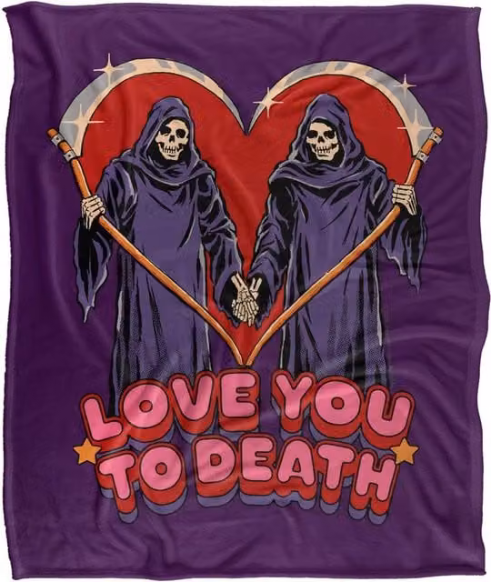 Steven Rhodes Love You To Death Super Soft Fleece Throw Blanket, Multicolour, W/D/H: 152 x 127 cm – 1