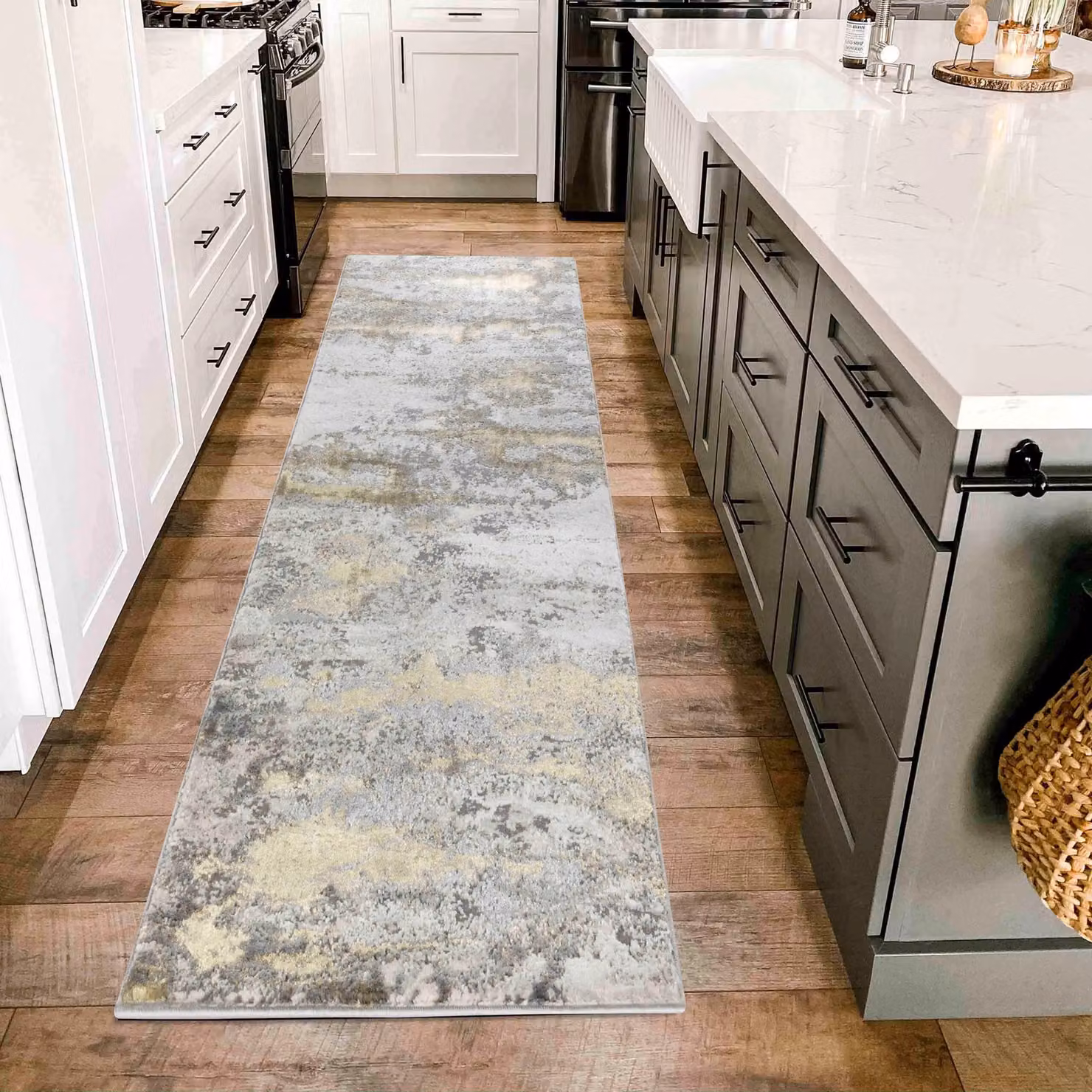 Desire Rugs Onyx Modern Abstract Area Rug in Gold, W: 200 cm, D: 290 cm – 3