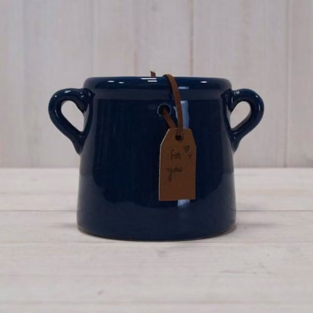 KDMD Rustic Blue Ceramic Tabletop Plant Pot