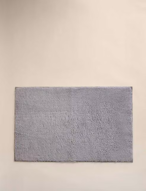 M&S Pure Cotton Tufted Rectangular Bath Mat in Silver Grey
