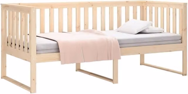 Berkfield Home Beautiful Day Bed in Solid Pine Wood, Beige, W/D/H: 200 x 100 x 90 cm
