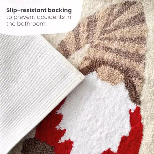 Allure Bath Fashions Christmas Gonk Microfibre Bath Mat, Non-Slip and Quick-Drying, Beige, White and Red, W: 80 cm, D: 50 cm – 5