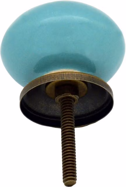 Nicola Spring Polished Ceramic Cabinet Knobs in Turquoise, Pack of 24 – 1