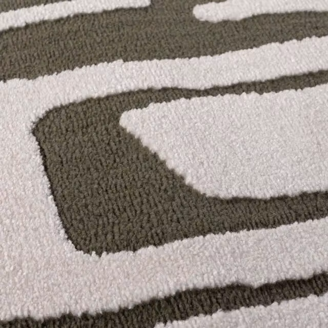 The Rugs Loft Modern Abstract Textured Ivory and Green Rug, W: 240 cm, D: 340 cm