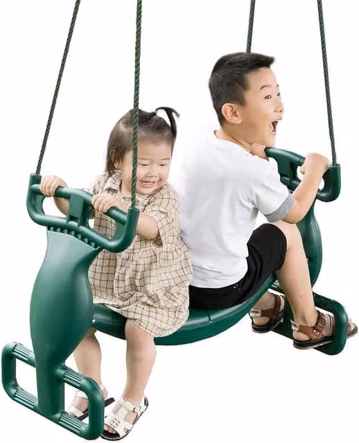 The Magic Toy Shop Two Kids Tandem Swing Seat in Green