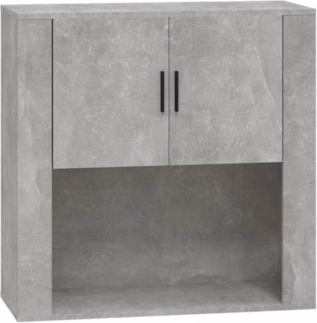 Berkfield Home Wall Mounted Cabinet in Concrete Grey with Hinged Doors and Open Shelf, W/D/H: 80 x 33 x 80 cm – 1