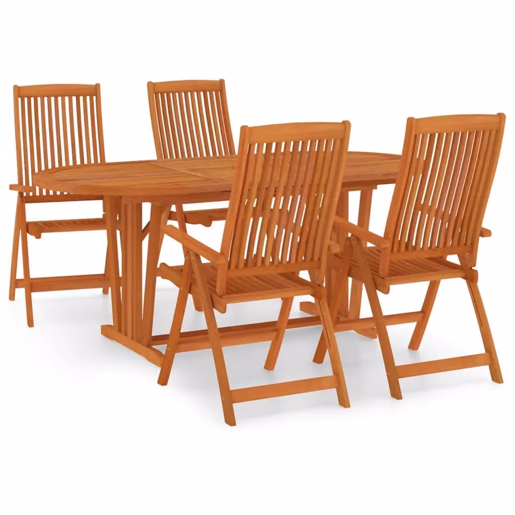 Berkfield Home 5 Piece Garden Dining Set in Brown Solid Eucalyptus Wood – 2
