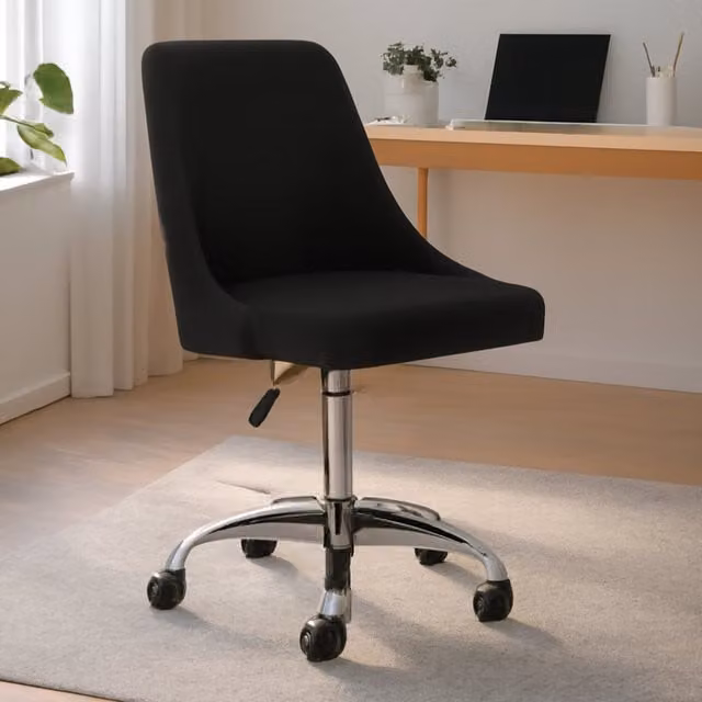 Orsina Ergonomic Black Fabric and Metal Swivel Home Office Chair with Castors