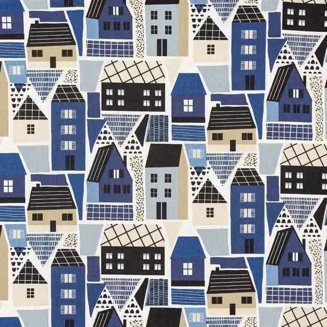 Terrys Clovelly Fabric in Navy and Multicolour Blue