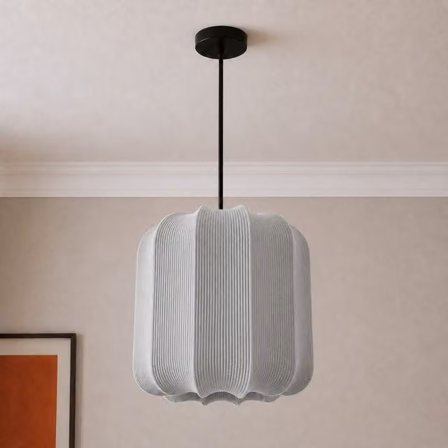 CGC Lila Grey Cylinder Ribbed Stretch Cotton Fabric Lampshade