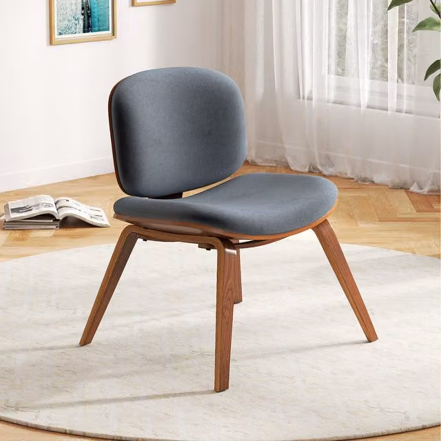 COSTWAY Modern Upholstered Accent Chair in Grey and Brown