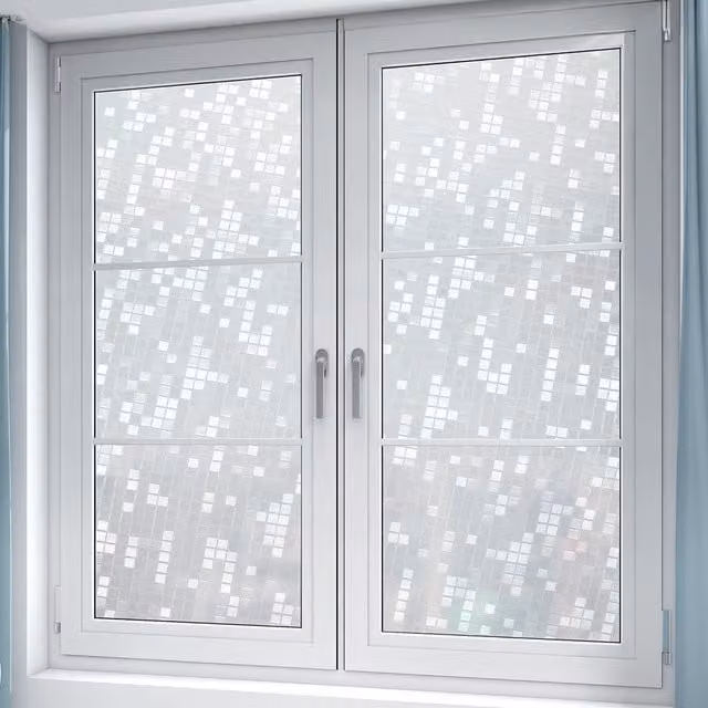 Livingandhome Self Adhesive Transparent White 3D Privacy Film for Glass Windows