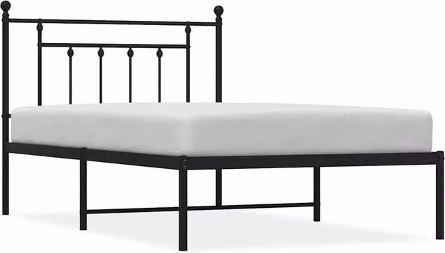 Berkfield Home Metal Bed Frame with Headboard in Black, W/D/H: 100 x 200 cm