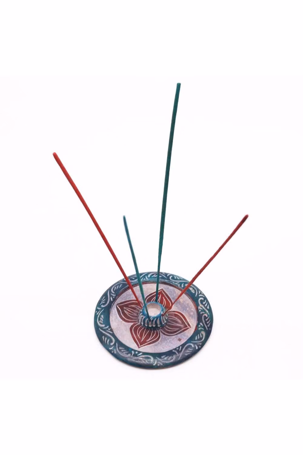 KDMD Elegant Soapstone Four-Petal Incense and Cone Holder in Multicolour – 2