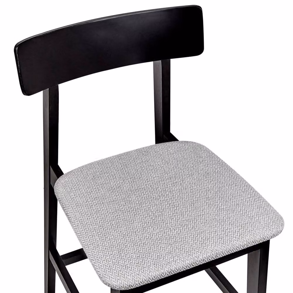 Wyld and Coco Set of 2 Retro Rubberwood Bar Stools with Black and Grey Polyester Seats – 4