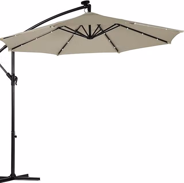 Garden Gear Cantilever Solar LED Parasol with Cover in Beige