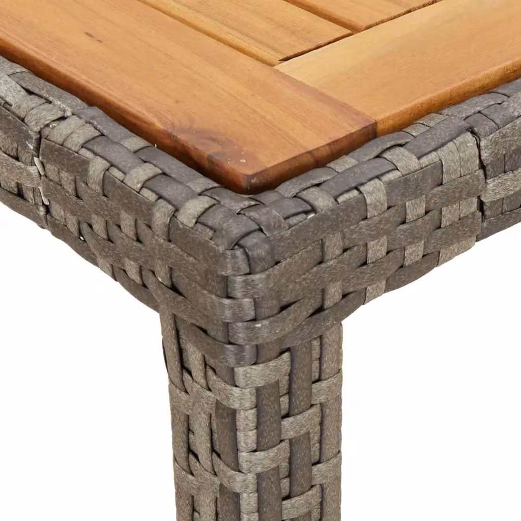 Berkfield Home Grey Poly Rattan and Acacia Wood Garden Table, W: 190 cm, D: 90 cm, H: 75 cm – 3