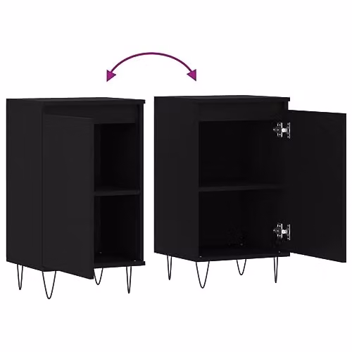 vidaXL Set of 2 Modern Black Sideboards in Engineered Wood, W/D/H: 40 x 35 x 70 cm – 4