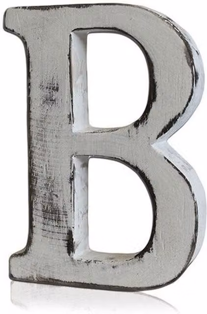 KDMK Handcrafted Shabby Chic Wooden Alphabet Letter B in White