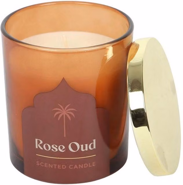 Something Different Arabian Nights Rose Oud Scented Candle in Dark Brown