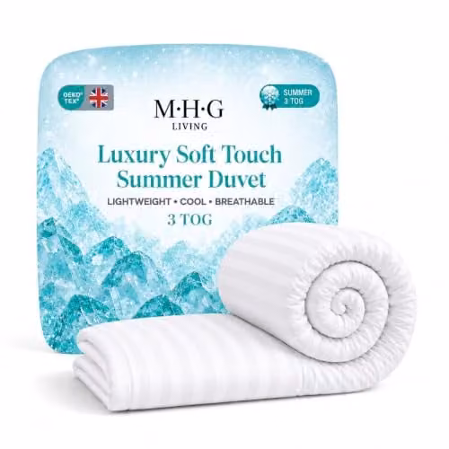 MHG Living 3 Tog Summer Microfibre Duvet, White, W/D/H: 135 x 200 cm