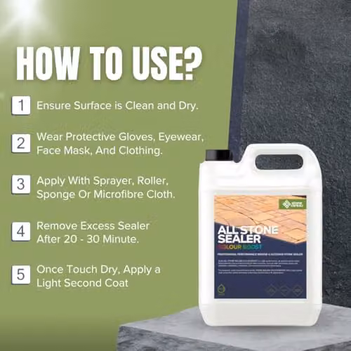 StoneCare4U All Stone Sealer Colour Boost 25L Transparent Exterior Natural Stone Sealant for Sandstone, Limestone and Slate – 4