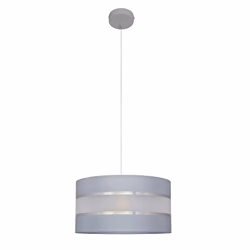 Netlighting Helam Helen Cylindrical Fabric Pendant Ceiling Light in Grey and Silver, Diameter: 35 cm