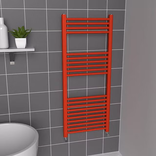 Lux Heat Coloured Steel Towel Radiator in Poppy Red, H: 120 cm, W: 50 cm