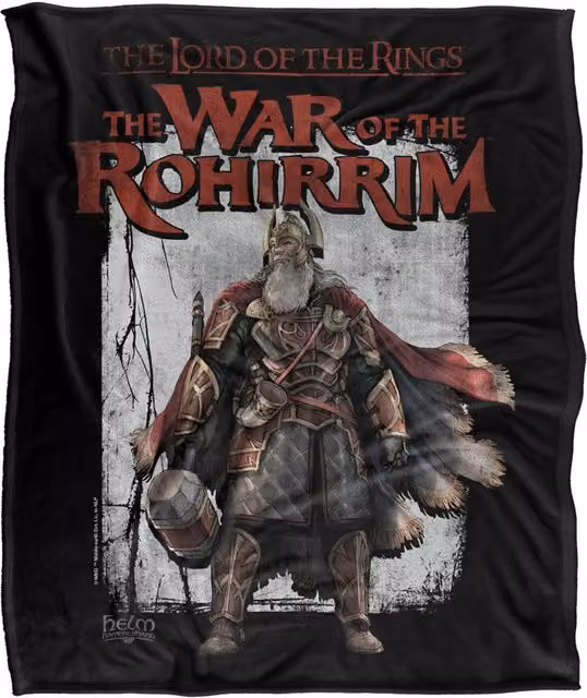 LOGOVISION Lord of the Rings War of the Rohirrim Helm Hammerhand Band Super Soft Silky Touch Fleece Throw Blanket, Multicolour, W: 152 cm, D: 127 cm – 6