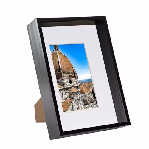 Nicola Spring Black Rectangular A4 Deep Shadow Box Frame with White Mount – 1
