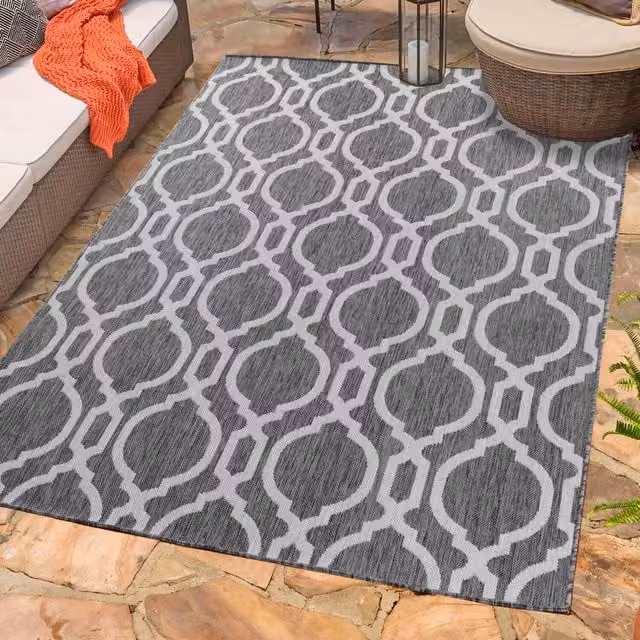 Desire Rugs Modern Grey Kilim Outdoor-Indoor Rectangular Rug, W: 160 cm, L: 230 cm
