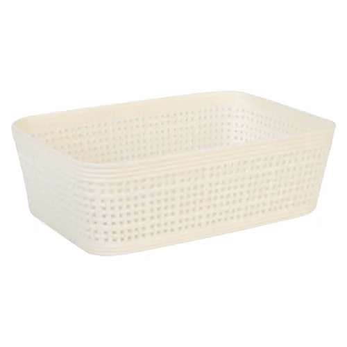 VFM e-Store Open Weave Plastic Storage Baskets, 2 Pack, Beige and Green, W/H: 19.0 x 6.0 cm – 1