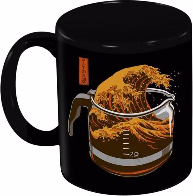 Threadless Coffee Wave 315ml Ceramic Mug in Black