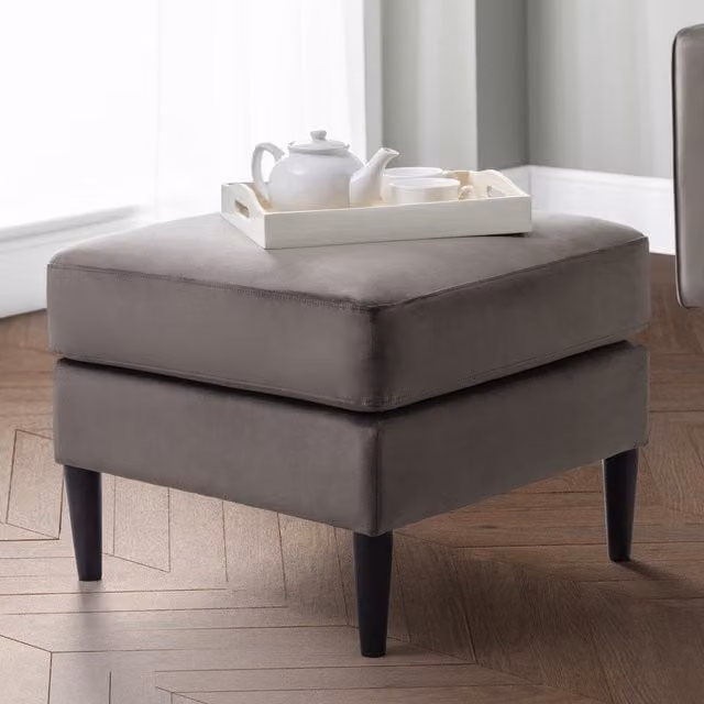 Julian Bowen Hayward Ottoman in Truffle Grey Velvet – 1