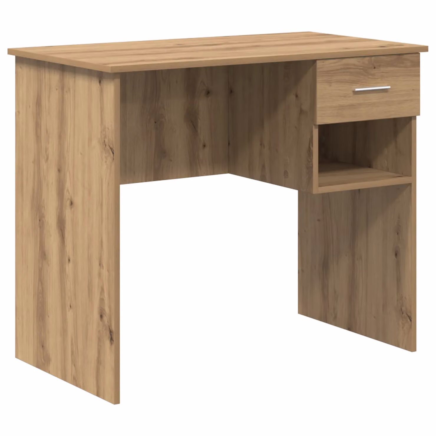 Berkfield Artisan Oak Home Writing Desk with Storage, Beige, W: 90 cm, D: 49.5 cm, H: 75 cm – 2