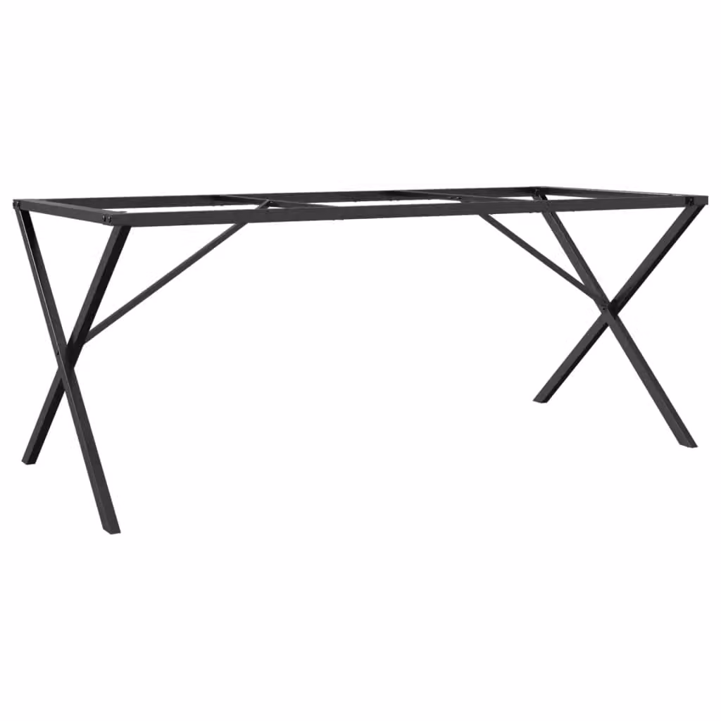 Berkfield Home X-Frame Dining Table Legs in Black Steel, W: 160 cm, D: 80 cm, H: 73 cm