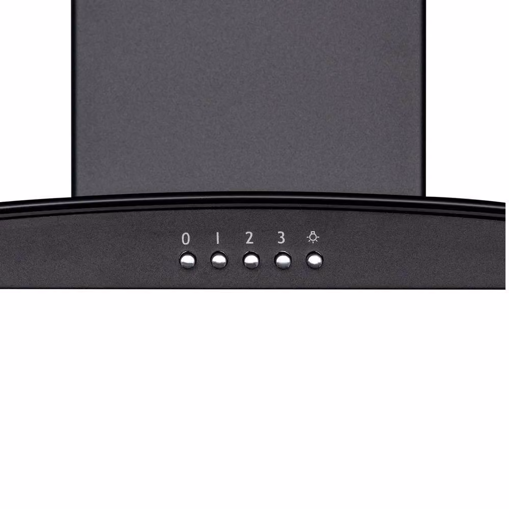 SIA Black Curved Glass Wall Mounted Cooker Hood Extractor Fan with Activated Carbon Filter – 5